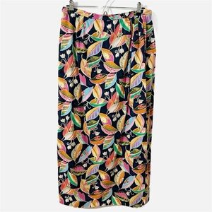 Vintage Talbots Pin Wale Light Corduroy Multicolor Botanical Faux Wrap Skirt